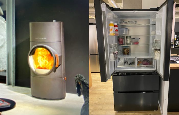 Pelletofen und Kühlschrank